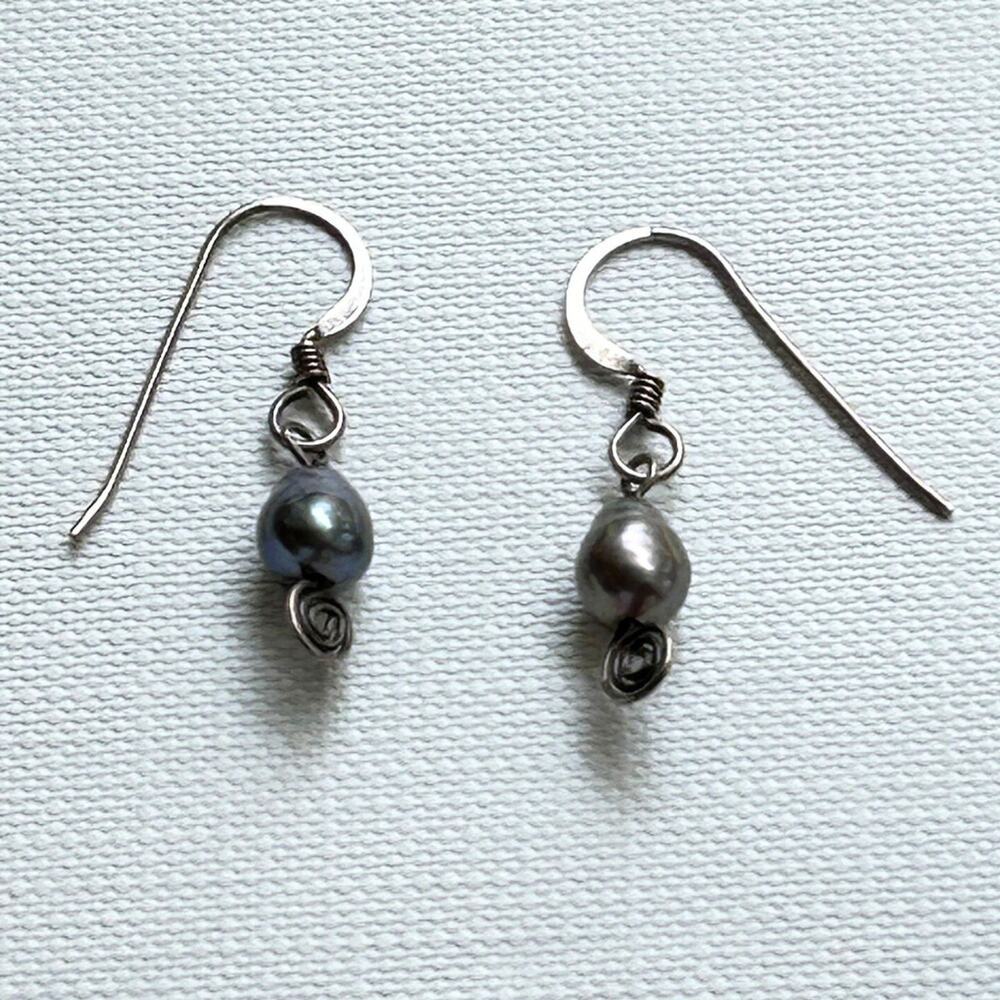Dainty Gray Freshwater Cultured Pearl Sterling Silver Earrings